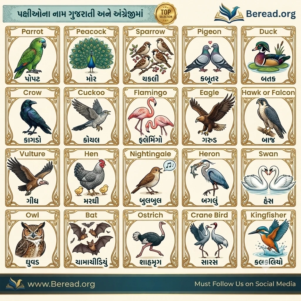 Birds Name in Gujarati and English